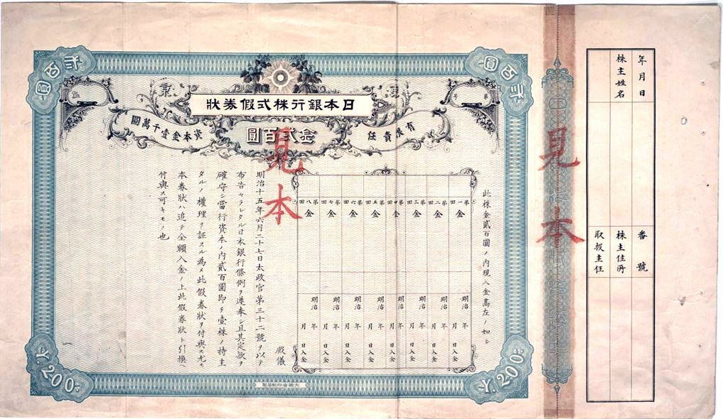 日本銀行金融研究所アーカイブ―株式仮券状