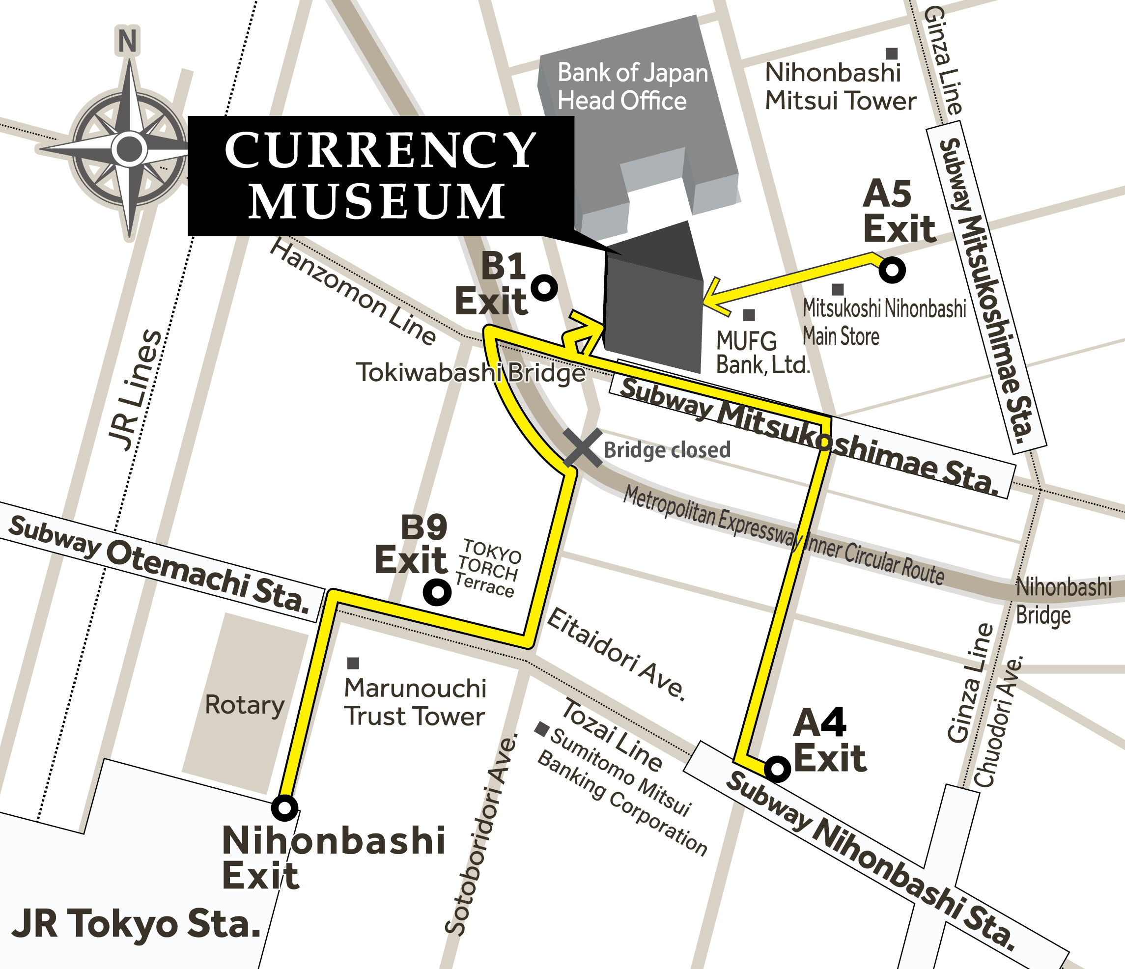 Currency Museum location on a street map.