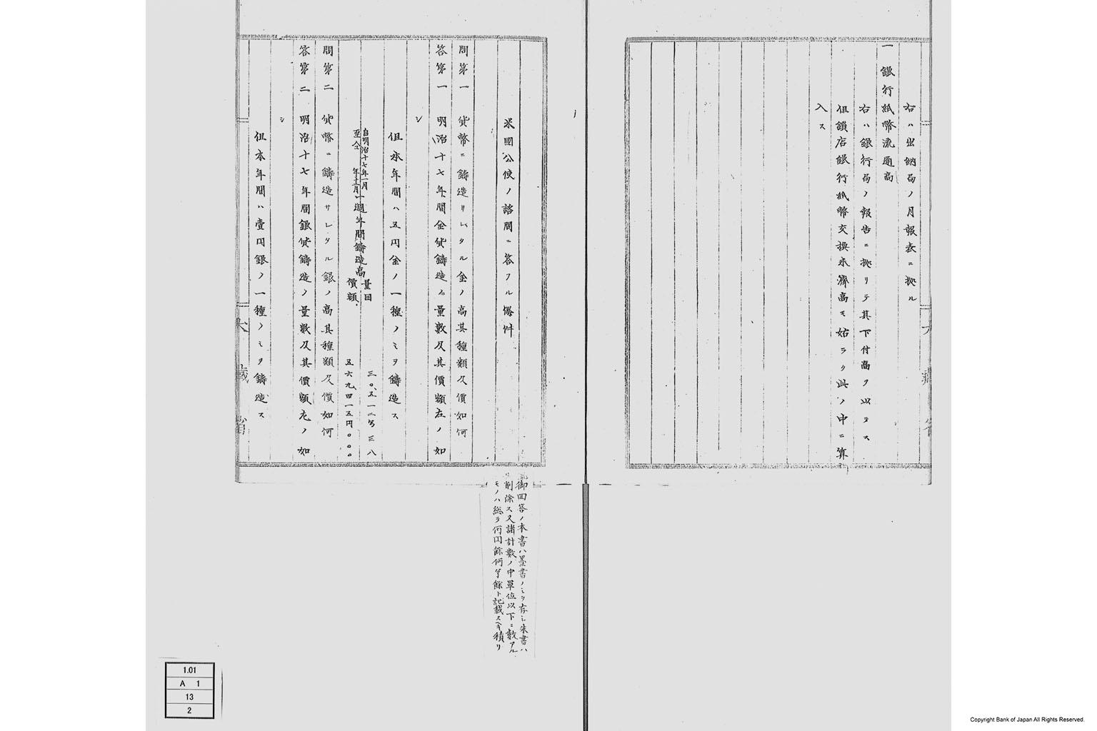 米国公使諮問金銀貨問題