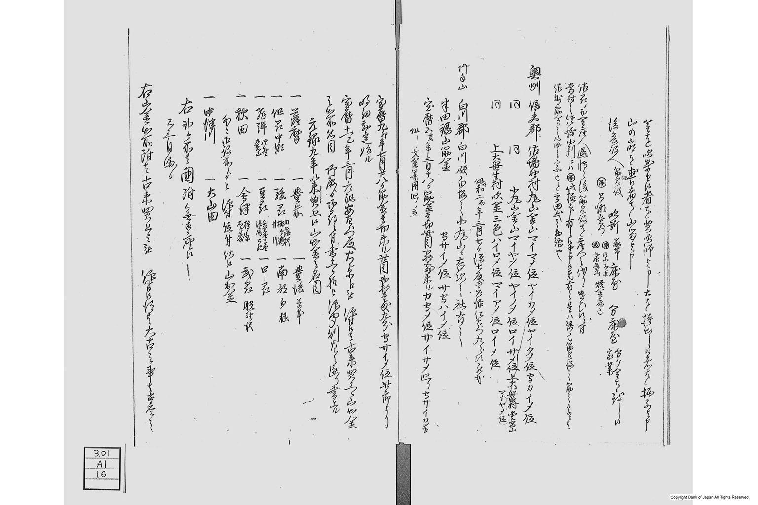 金座長野家書留