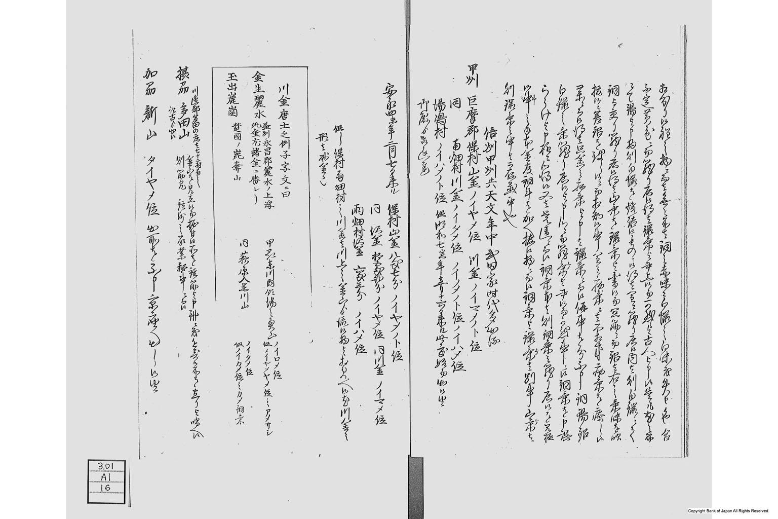 金座長野家書留