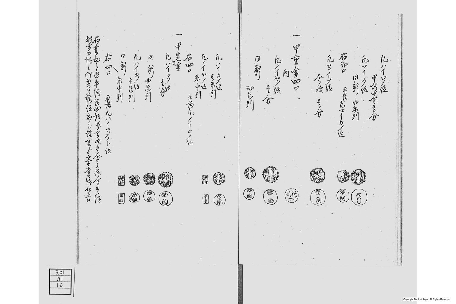 金座長野家書留