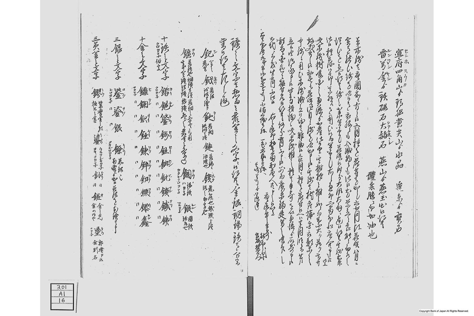 金座長野家書留