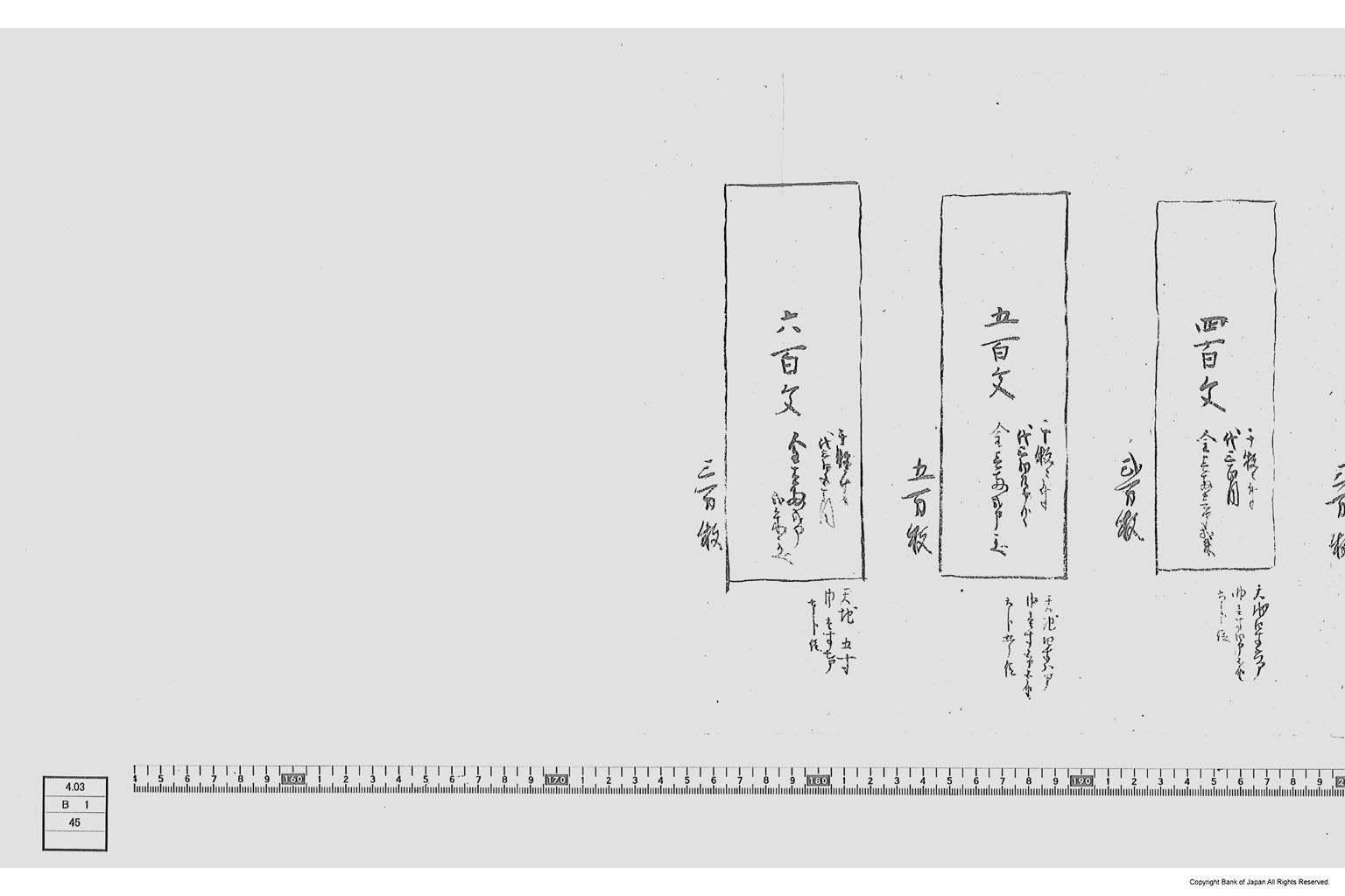 銭札本紙形値段書之事（札紙代金書上）