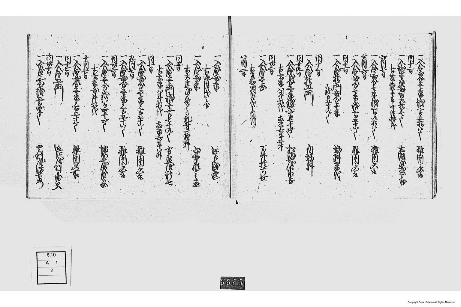 金銀出納元帳（勤番出府に付金銀出納元帳）