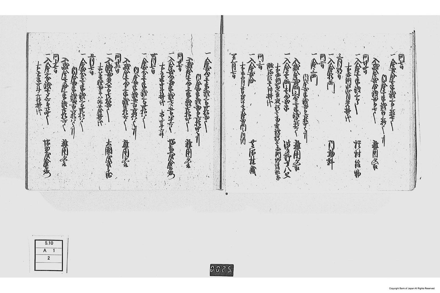 金銀出納元帳（勤番出府に付金銀出納元帳）