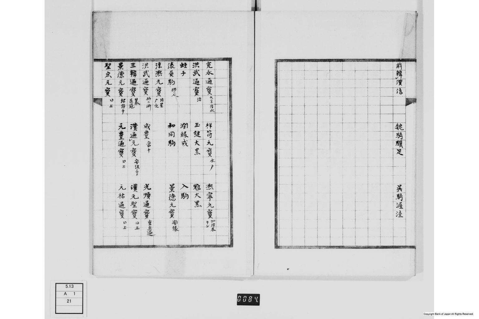 明治新撰泉譜別集名面品目