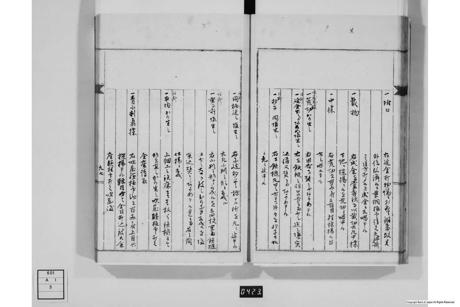 永野家文書五・御金吹方書留