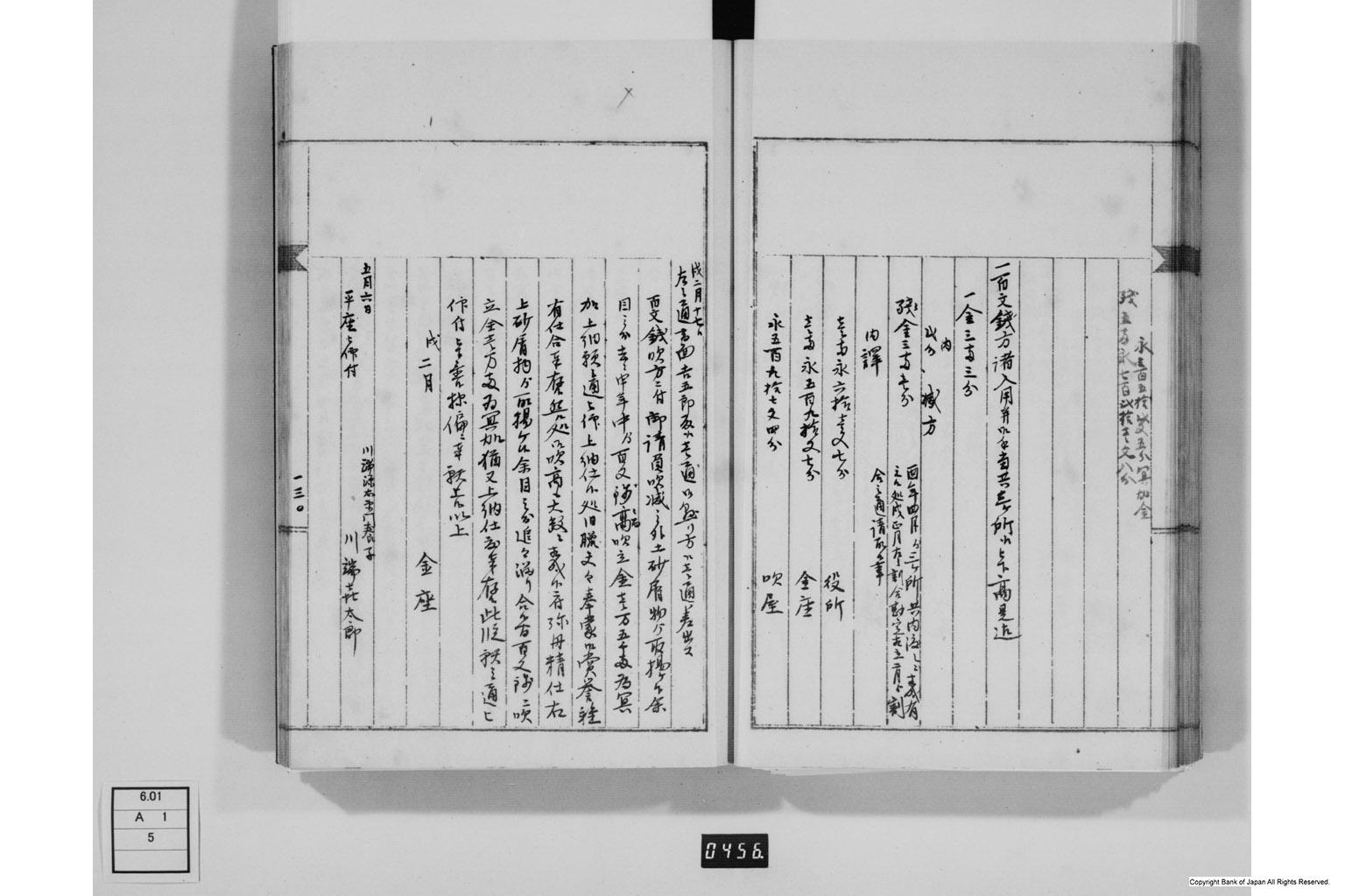 永野家文書五・御金吹方書留