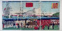 横浜往返鉄道蒸気車ヨリ海上之図