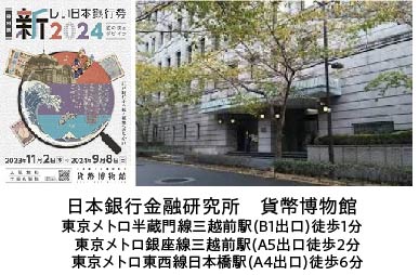貨幣博物館の外観と展示チラシ